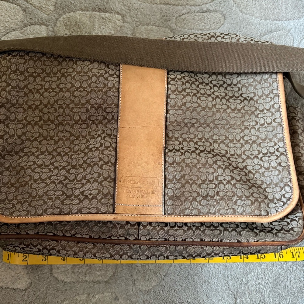 Coach Brown and Tan Signature Baby Bag